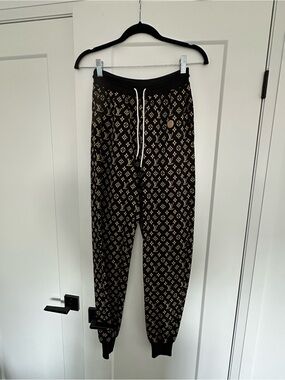 Louis Vuitton Black and Tan Monogram Jogger Pants
